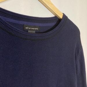 Art of Rhetoric Men's Navy Blue Large Knit Sweater Lightweight Pullover Crewneck